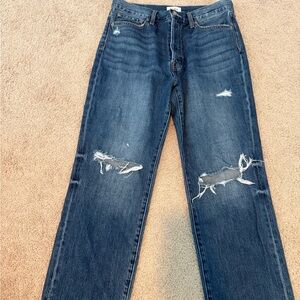 Pistola Distressed Straight-Leg Jeans – Button Fly | Size 30